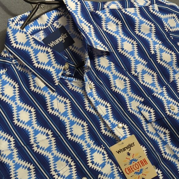Wrangler Other - Wrangler Shirt Men's S Blue Checotah Classic Fit Snap Button Western Cowboy NWT